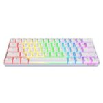 New Ajazz STK61 61key Pudding Keycap Wired/Bluetooth Dual mode Blue Switch Multi-color backlight mechanical keyboard – White