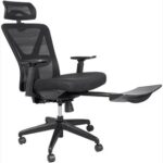 New Art Life Reclining Mesh Office Chair Height Adjustable with Ergonomic High Backrest and Hidden Footrest – Black