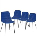 New Modern Minimalist Style Velvet Dining Chair Set of 4, for Restaurant, Cafe, Tavern, Office, Living Room – Blue
