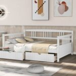 New Full Size Daybed with 2 Storage Drawers, and Wooden Slats Support, Space-saving Design, No Box Spring Needed – White