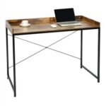 New Home Office 42″ Computer Desk with Wooden Tabletop and Metal Frame, for Game Room, Office, Study Room – Brown