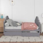 New Twin Size Linen Upholstered Daybed with 2 Storage Drawers, and Wooden Slats Support, Space-saving Design, No Box Spring Needed – Gray