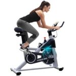 New Hapichil SB001-B Spinning Bike Cycling Exercise Fitness Bike Magnetic Resistance & Heavy Flywheel Smooth Quiet Adjustable Height for Indoor Workout – Silver