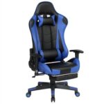 New Home Office PU Leather Rotatable Gaming Chair Height Adjustable with Ergonomic High Backrest and Casters – Blue
