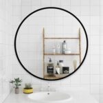 New 32″ Round Wall-mounted Mirror, for Bathroom, Bedroom, Entrance, Powder Room – Black