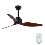 New 47″ Metal Ceiling Fan Lamp with 3 ABS  Blades, and Remote Control, for Living Room, Bedroom, Corridor, Dining Room – Black