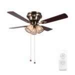 New 48″ Metal Crystal Ceiling Fan Lamp with Blades, and Pull-chains Control, for Living Room, Bedroom, Corridor, Dining Room – Bronze