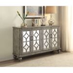 New ACME Velika 60″ Wooden Console Table with 4 Doors, for Entrance, Hallway, Dining Room, Kitchen – Gray