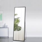 New 59″ Rectangle Full-length Mirror with Aluminum Alloy Frame, for Bathroom, Bedroom, Entrance, Powder Room – Black