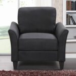 New 33.5″ Fabric Upholstered Sofa Chair with Wooden Frame, for Living Room, Bedroom, Office, Apartment – Black