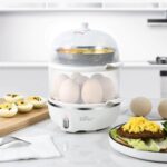 New Bear 14 Egg Capacity Hard Boiled Egg Cooker, Dual-layer Steaming Rack Design, One-button Operation, for Dormitory, Office, Apartment – White