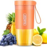 New Geek Chef Portable Cordless Blender, 300ml Capacity, USB Charging, Automatic Shutdown, for Juices, Smoothies, Protein Shakes, Jams, BabyFood, DIY Drinks – Orange