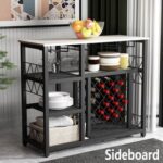 New TOPMAX Modern Industrial Style Counter Height Dining Table, with Metal Wine Rack, and Storage Shelves – White