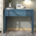 New U-STYLE 39” Modern Style Wooden Console Table with 3 Storage Drawers, for Entrance, Hallway, Dining Room, Kitchen – Navy
