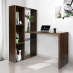New Home Office L-Shaped Computer Desk with Storage Shelves and Wooden Frame, for Game Room, Office, Study Room – Walnut