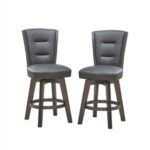 New Faux Leather Upholstered Dining Chair Set of 2, with Backrest, and Wooden Frame, for Restaurant, Cafe, Tavern, Office, Living Room – Gray