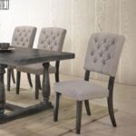 New ACME Bernard Fabric Upholstered Dining Chair Set of 2, with Button Tufted Backrest, and Wood Legs, for Restaurant, Cafe, Tavern, Office, Living Room – Gray