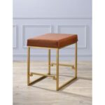 New ACME Boice PU Upholstered Counter Height Stool with Metal Frame, for Restaurant, Cafe, Tavern, Office, Living Room – Gold