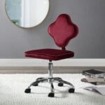 New ACME Clover Modern Leisure Velvet Swivel Chair Height Adjustable with Backrest and Casters for Living Room, Bedroom, Dining Room, Office – Red