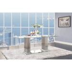 New ACME Cyrene Dining Table with Tempered Glass Tabletop and Metal Legs, for Restaurant, Cafe, Tavern, Living Room – Transparent