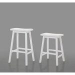 New ACME Gaucho Bar Stool Set of 2, with Wood Legs, for Restaurant, Cafe, Tavern, Office, Living Room – White