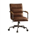 New ACME Harith Modern Leisure Leather Swivel Chair Height Adjustable with Backrest and Casters for Living Room, Bedroom, Dining Room, Office – Brown