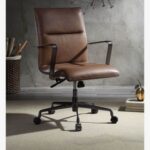 New ACME Indra Leather Upholstered Swivel Office Chair, with High Backrest, and Metal Frame, for Restaurant, Cafe, Tavern, Office, Living Room – Brown