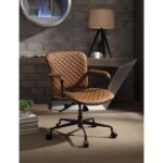 New ACME Josi Modern Leisure Leather Swivel Chair Height Adjustable with Curved Backrest and Casters for Living Room, Bedroom, Dining Room, Office – Coffee
