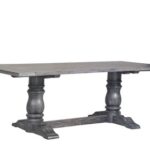 New ACME Leventis Dining Table with Wooden Tabletop, and Double Turned Base, for Restaurant, Cafe, Tavern, Living Room – Gray