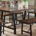 New ACME Mariatu Dining Table with Wooden Tabletop and Metal Sled Base, for Restaurant, Cafe, Tavern, Living Room – Oak