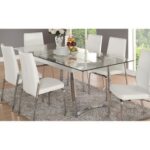 New ACME Osias Rectangle Dining Table with Tempered Glass Tabletop and Chrome Legs, for Restaurant, Cafe, Tavern, Living Room – Transparent