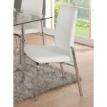 New ACME Osias PU Upholstered Dining Chair Set of 2, with Curved Backrest, and Metal Legs, for Restaurant, Cafe, Tavern, Office, Living Room – White
