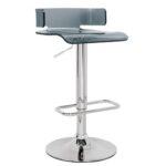 New ACME Rania Adjustable Stool, with Low Backrest, and Metal Frame, for Restaurant, Cafe, Tavern, Office, Living Room – Gray