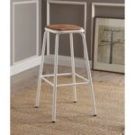 New ACME Scarus Bar Stool Set of 2, with Metal Frame, for Restaurant, Cafe, Tavern, Office, Living Room – White