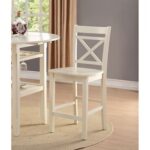 New ACME Tartys Counter Height Dining Chair Set of 2, with  Backrest, and Wood Legs, for Restaurant, Cafe, Tavern, Office, Living Room – Cream