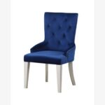 New ACME Varian Fabric Upholstered Dining Chair with Button Tufted  Backrest, and Wood Legs, for Restaurant, Cafe, Tavern, Office, Living Room – Blue