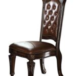 New ACME Vendome PU Upholstered Dining Chair Set of 2, with Button Tufted Backrest, and Wooden  Legs, for Restaurant, Cafe, Tavern, Office, Living Room – Cherry
