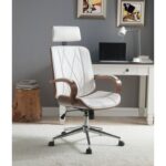 New ACME Yoselin Modern Leisure PU Swivel Chair Height Adjustable with High Backrest and Casters for Living Room, Bedroom, Dining Room, Office – White