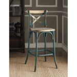New ACME Zaire Wood Dining Chair with X-shaped Backrest, and Metal Frame, for Restaurant, Cafe, Tavern, Office, Living Room – Blue + Oak