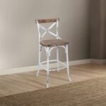 New ACME Zaire Wooden Dining Chair with X-shaped Backrest, and Metal Legs, for Restaurant, Cafe, Tavern, Office, Living Room – White + Oak