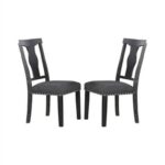 New Fabric Upholstered Dining Chair Set of 2, with Nailhead Trim, and Wooden Legs, for Restaurant, Cafe, Tavern, Office, Living Room – Black