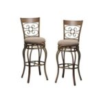 New Calistoga Fabric Upholstered Dining Bar Stool Set of 2, with Curved Backrest, and Metal Frame, for Restaurant, Cafe, Tavern, Office, Living Room – Gunmetal