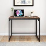 New Home Office Computer Desk with MDF Tabletop and Metal Frame, for Game Room, Office, Study Room – Brown