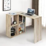 New Home Office L-Shaped Corner Computer Desk with Storage Shelves and Wooden Frame, for Game Room, Office, Study Room – Oak