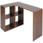 New Home Office Reversible L-Shaped Computer Desk with Storage Shelves and Wooden Frame, for Game Room, Office, Study Room – Walnut