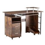 New Home Office Computer Desk with PC Droller, File Cabinet, 2 Drawers, and CPU Tray, for Game Room, Office, Study Room – Tiger