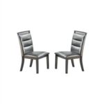 New Faux Leather Upholstered Dining Chair Set of 2, with Wooden Legs, for Restaurant, Cafe, Tavern, Office, Living Room – Gray
