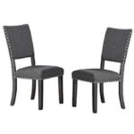 New Fabric Upholstered Dining Chair Set of 2, with High Backrest, and Wooden Legs, for Restaurant, Cafe, Tavern, Office, Living Room – Gray