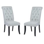 New Fabric Tufted Upholstered Dining Chair Set of 2, with High Curved Backrest, and Wooden Frame, for Restaurant, Cafe, Tavern, Office, Living Room – Gray