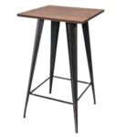 New TREXM Rectangular Bar Table with Wood Tabletop and Metal Legs, for Restaurant, Cafe, Tavern, Living Room – Black